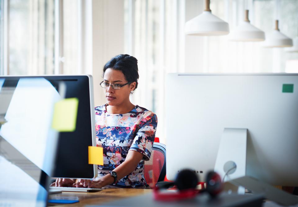 Businesswomen working in modern office