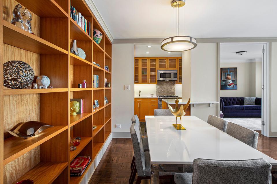 dining room and kitchen in apartment 23e 400 East 56th Street manhattan new york city sutton place