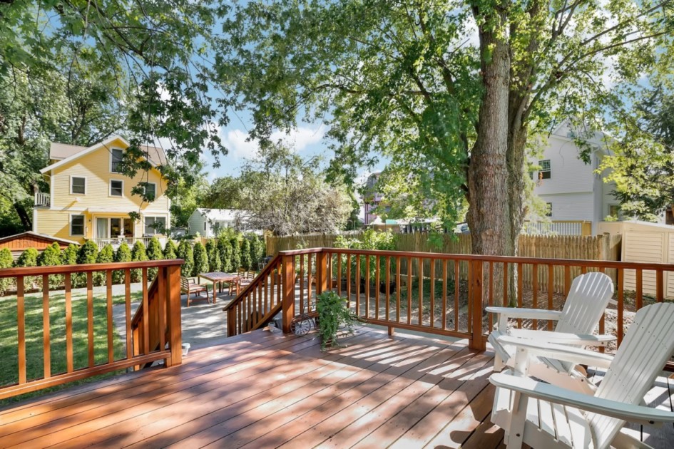 A wood deck wing in the yard like this one is a top home resurgence in Austin