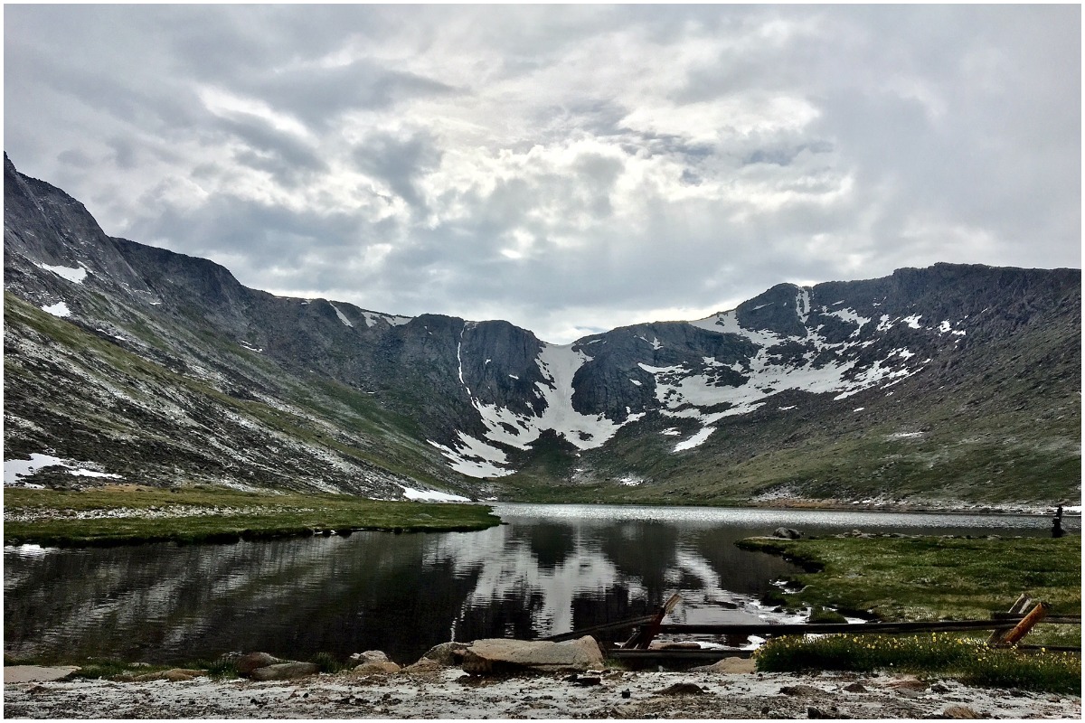 A lake with a waterfall
